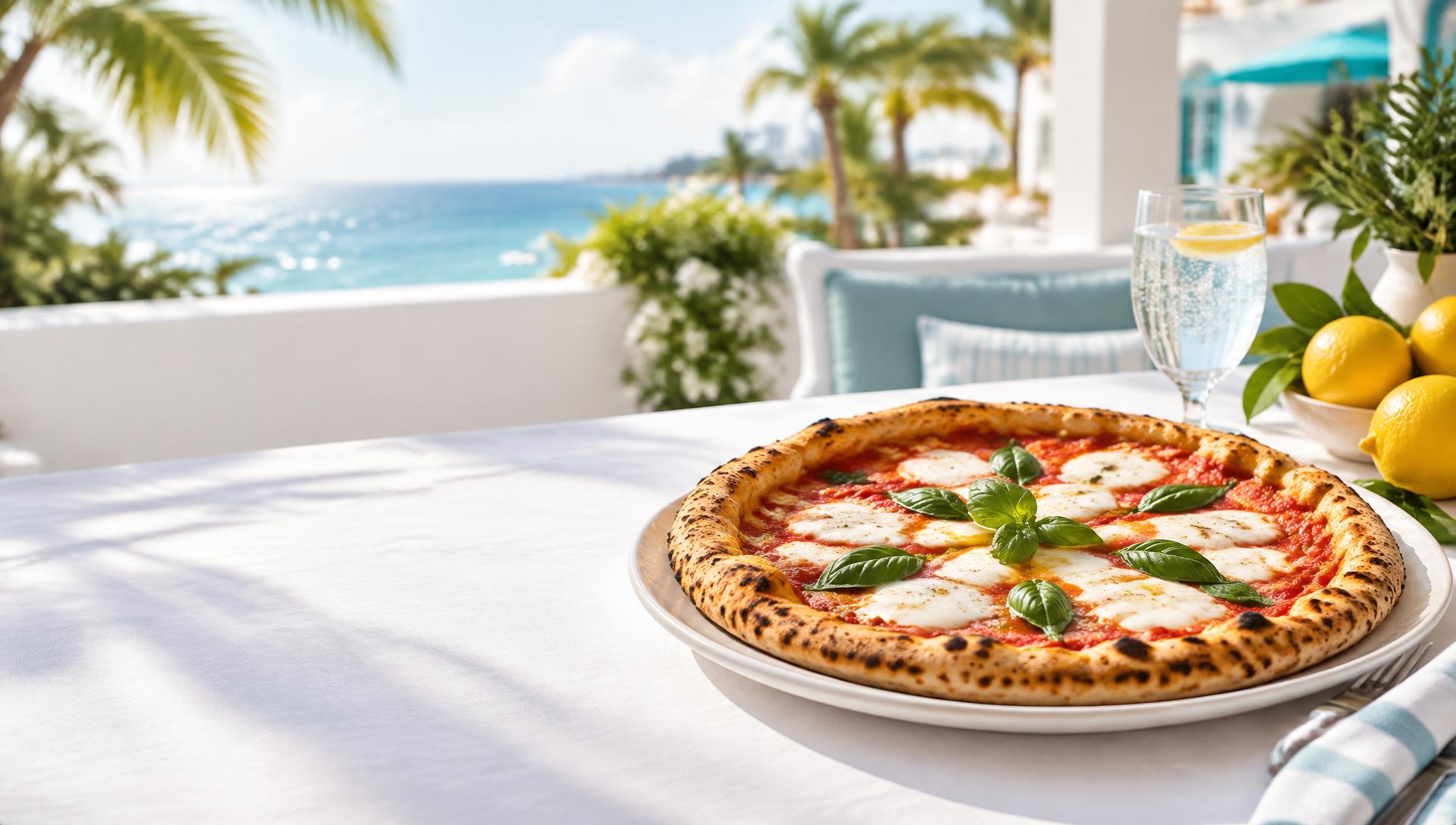 Margherita pizza, fresh lemons, and sunlit coastal Italian dining